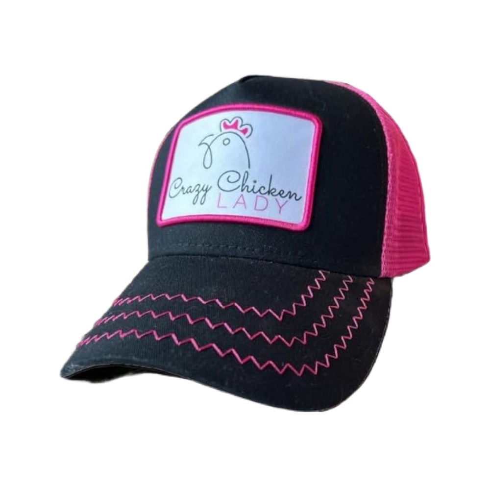 Crazy Chicken Lady Ponytail Pink Adjustable Fun Trucker Style Hat/NWT